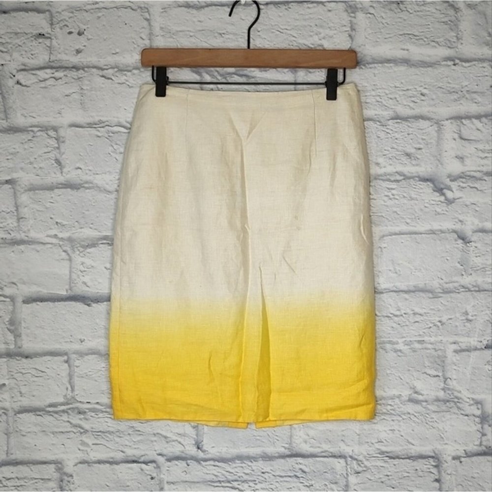 J. Crew women's ombre Yellow Beige linen pencil skirt Sz 2